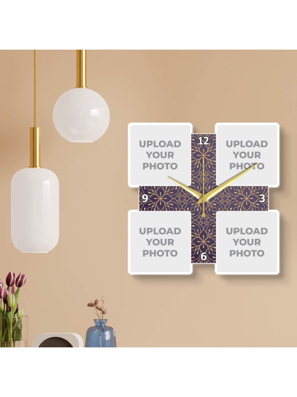 Four Pics Square Shaped Wall Clock