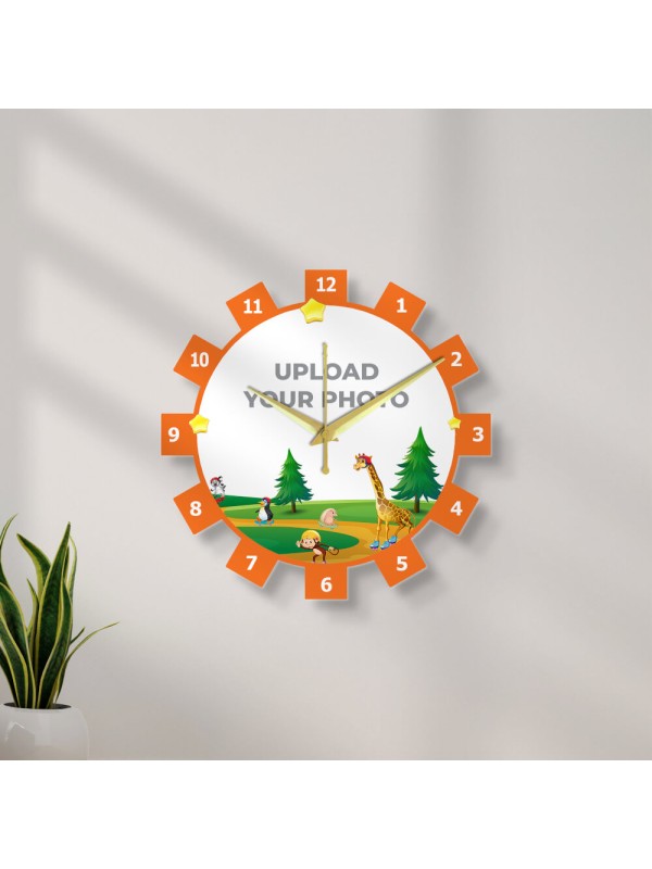 Kids Numbered Wheel Shaped Photo Wall Clock