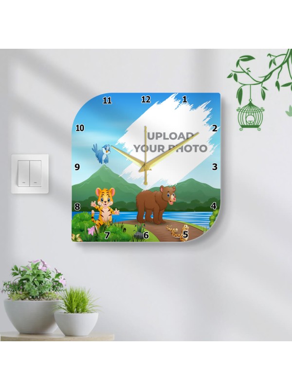 Kids Two Side Curved Edge Shaped Photo Wall Clock