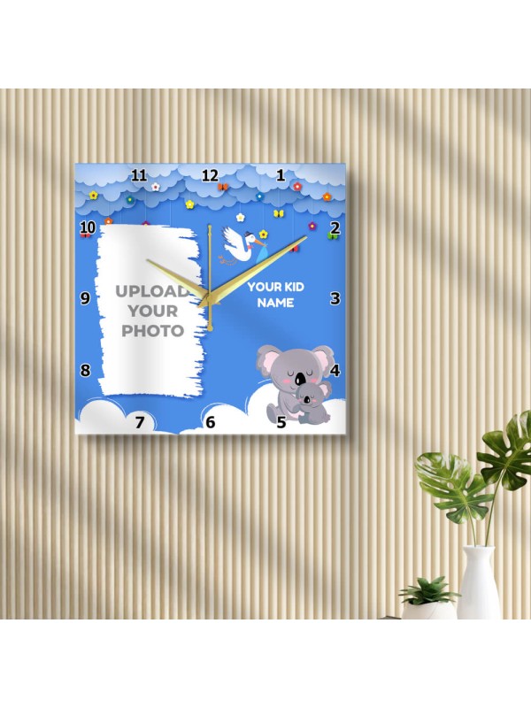 Kids Square Shaped Kids Photo Wall Clock