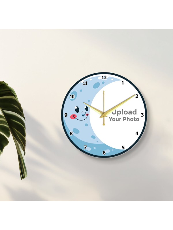 Smiling Moon Clock Design Photo Wall Clock