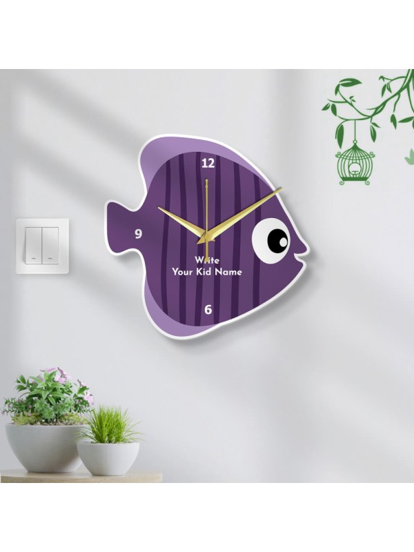 Happy Fish Shaped Clock Design Photo Wall Clock