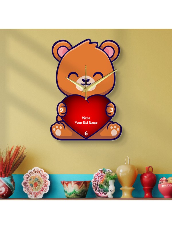 Baby Teddy Bear with Heart Clock Design Photo Wall Clock