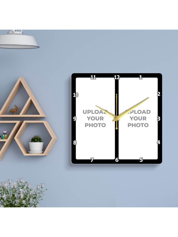 Thick Bordered Square Clock Design Photo Wall Clock
