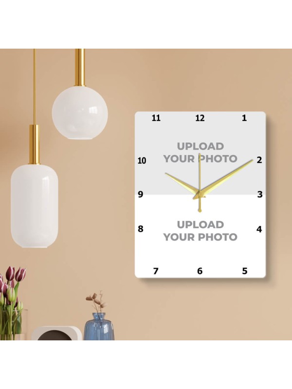 Portrait Double Picture Upload Clock Design Photo Wall Clock