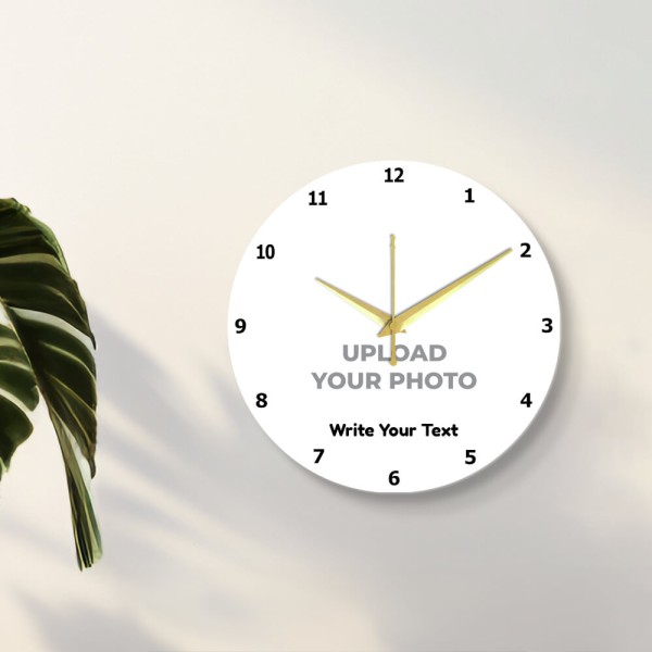 Custom Circle Shaped With Text Photo Wall Clock