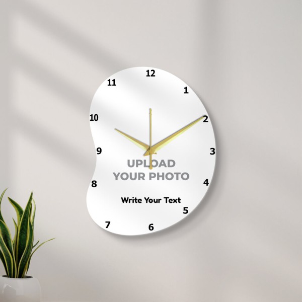 Custom Bean Shaped With Text Photo Wall Clock