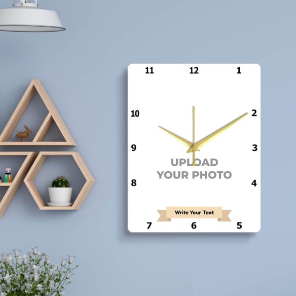 Custom Portrait Clock With Text Design Photo Wall Clock