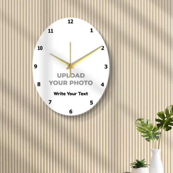 Custom Oval Clock With Text Design Photo Wall Clock