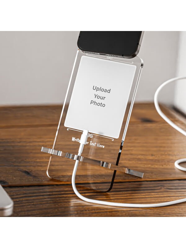 Full Pic Upload With Text Acrylic Phone Stand
