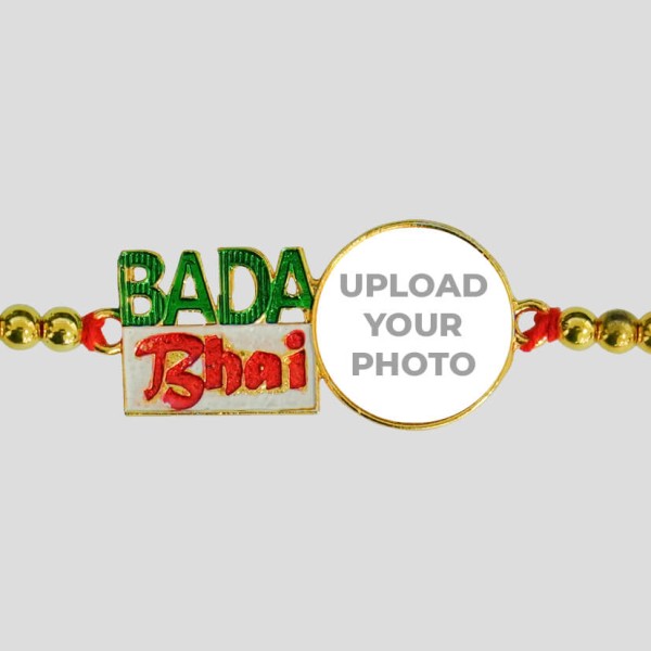 Custom Bada Bhai Green Photo Rakhi