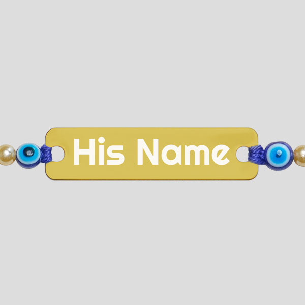 Blue Threaded Evil Eye Name Rakhi