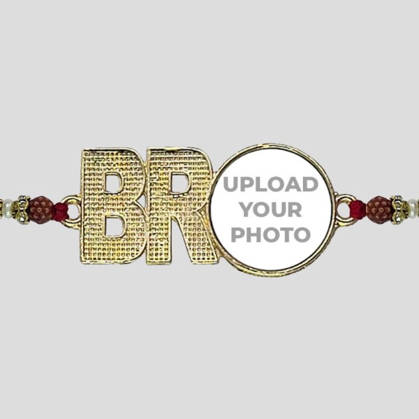 Custom Gold Color Bro Photo Rakhi