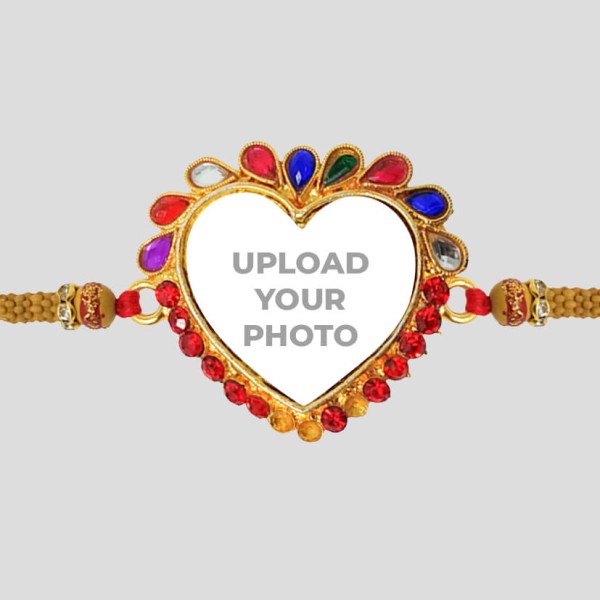 Custom Love Multicolor Round Stones Rakhi