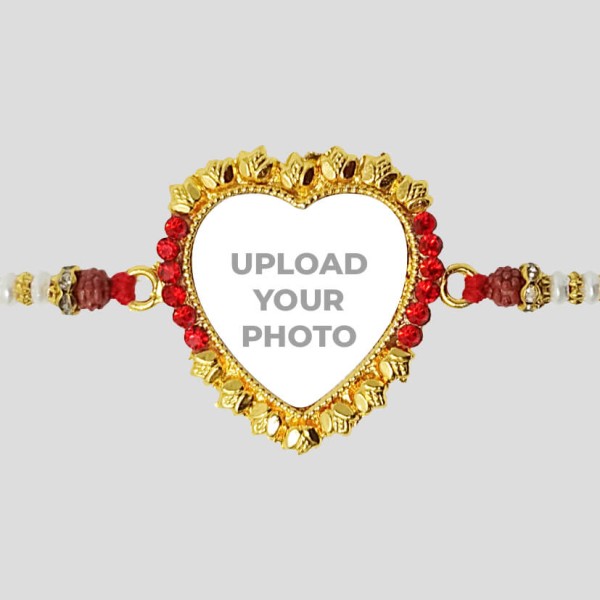 Love Shape Red Color Stones Rakhi