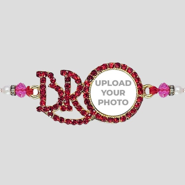 Custom Red Color Bro Rakhi with Photo Online - PRINTSHOPPY RAKHI