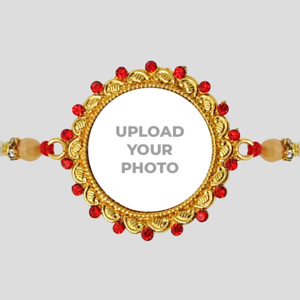 Custom Round Shape Round Small Stones Rakhi
