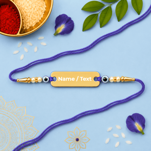 Blue Threaded Evil Eye Name Rakhi Blue Threaded Evil Eye Name Rakhi