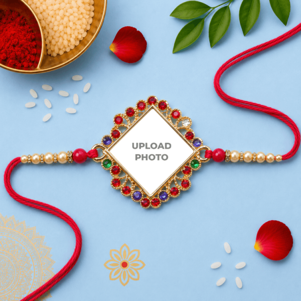 Diamond Shape Multicolor Stones Rakhi Diamond Shape Multicolor Stones Rakhi