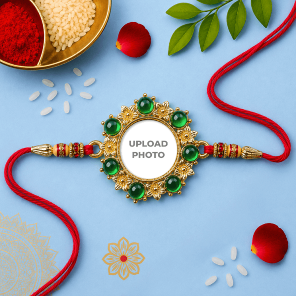 Emerald Green Round Stones Rakhi Emerald Green Round Stones Rakhi