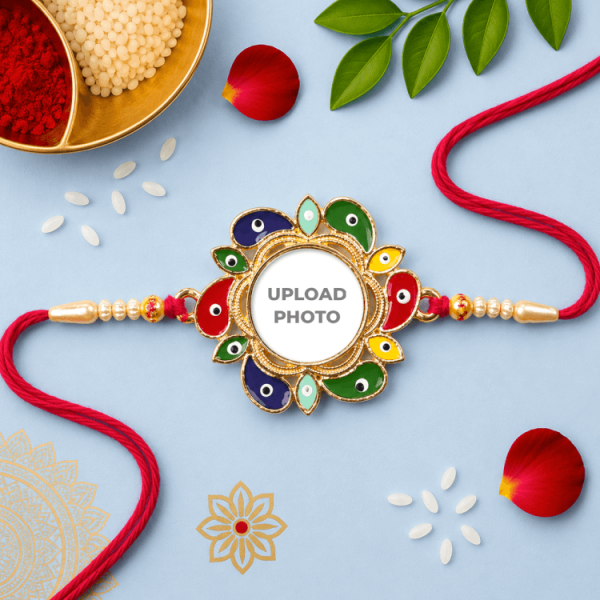Feather Shaped Multicolor Evil Eye Rakhi Feather Shaped Multicolor Evil Eye Rakhi