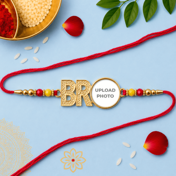Gold Color Bro Photo Rakhi Gold Color Bro Photo Rakhi