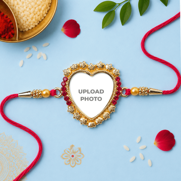 Love Shape Red Color Stones Rakhi Love Shape Red Color Stones Rakhi