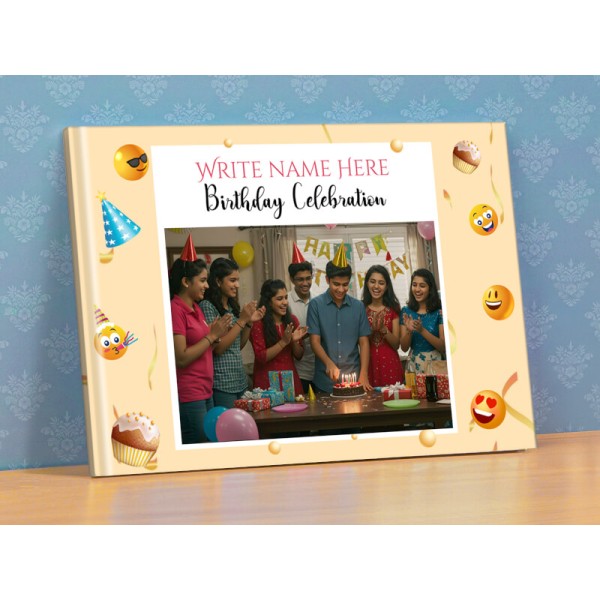 Beige Birthday Celebration Photobook Design with Emoji Highlights