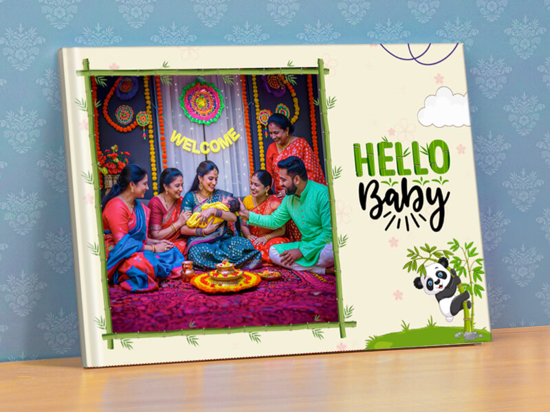 Hello Baby with Little Panda Designed Naming Photobook