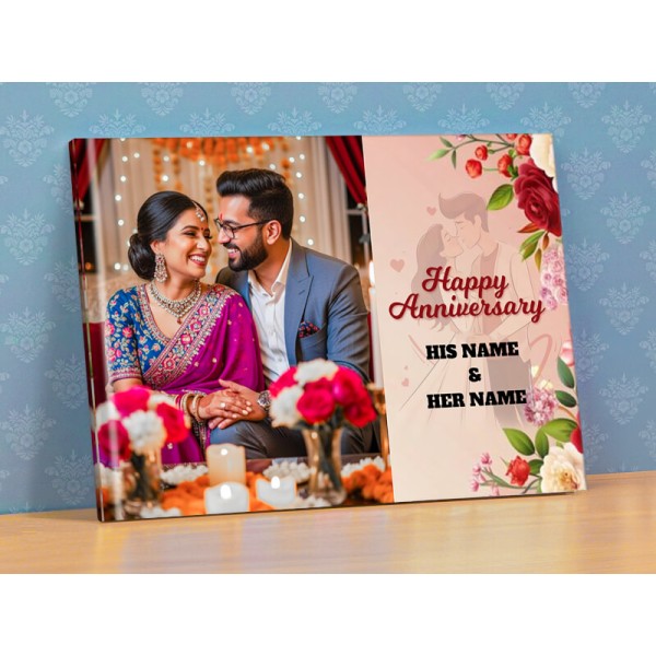 Elegant Floral Happy Wedding Anniversary Photobook With Text Customisation