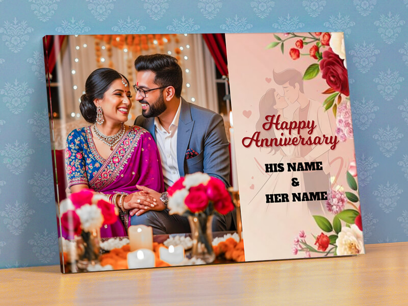 Explore Elegant Floral Happy Wedding Anniversary Photobook With Text Customisation