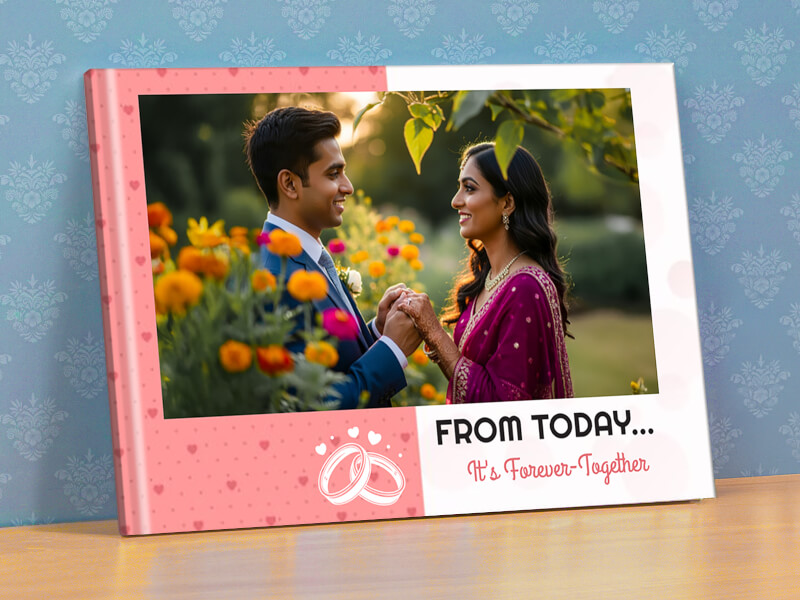 Explore Engagement Photobook With Rings And Hearts Design