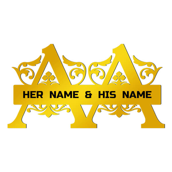 Golden Aluminium Couple Royal Nameplate