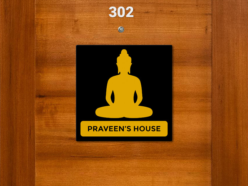 Custom Lord Buddha Meditating God Nameplate Design