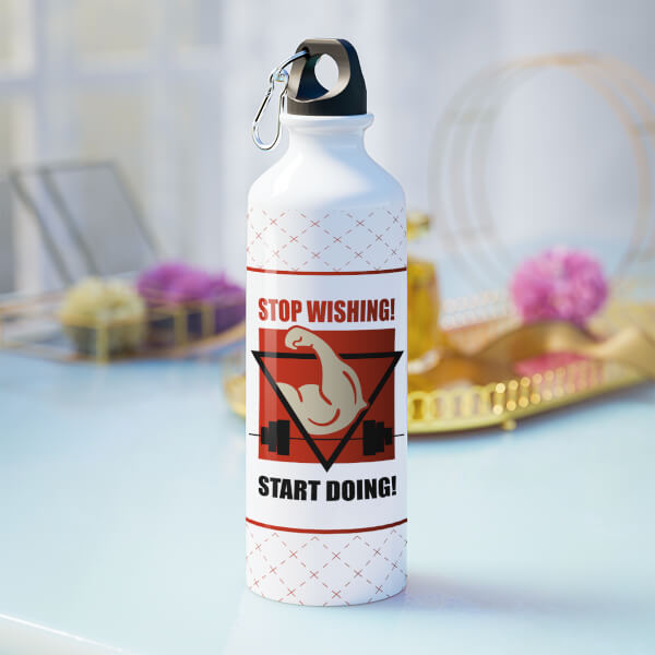 Custom Stop wishing and start doing text with your image on sipper-Printshoppy Sipper Bottles