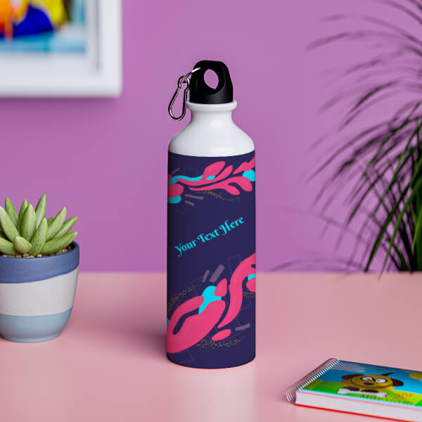 Custom Brushed pink and blue design with your text on sipper bottle-Printshoppy Sipper Bottles