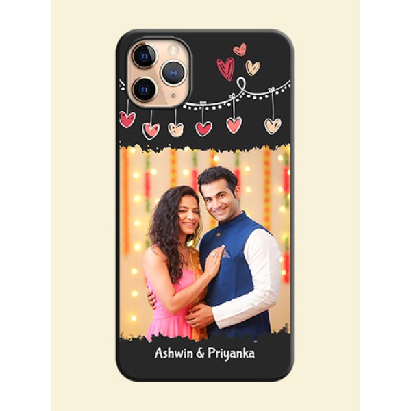 Pink Love Hangings with Name on Space Black Custom Soft Matte Phone Cases - iPhone 11 Pro Max Pink Love Hangings with Name on Space Black Custom Soft Matte Phone Cases - iPhone 11 Pro Max