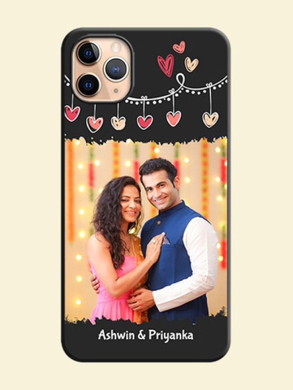 Pink Love Hangings with Name on Space Black Custom Soft Matte Phone Cases - iPhone 11 Pro Max