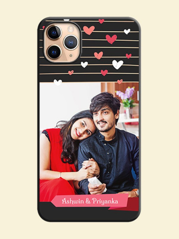 Love Pattern with Name on Pink Ribbon  - Photo on Space Black Soft Matte Back Cover - iPhone 11 Pro Max