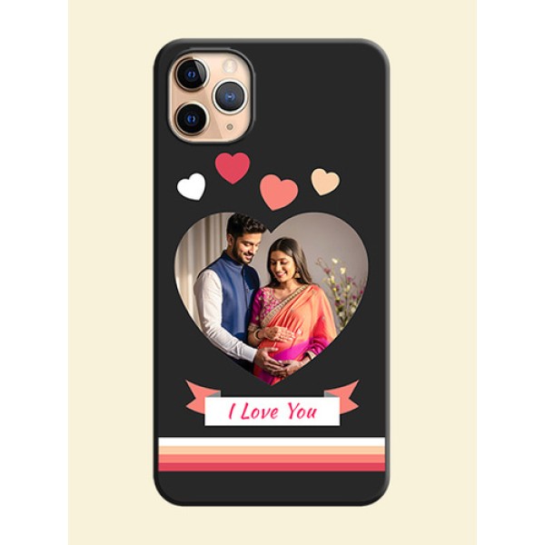 Love Shaped Photo with Colorful Stripes on Personalised Space Black Soft Matte Cases - iPhone 11 Pro Max