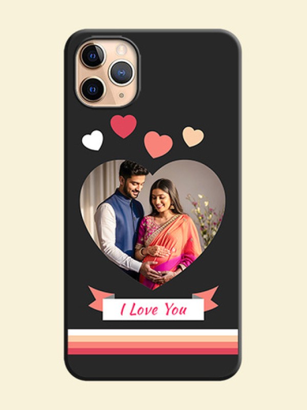 Love Shaped Photo with Colorful Stripes on Personalised Space Black Soft Matte Cases - iPhone 11 Pro Max