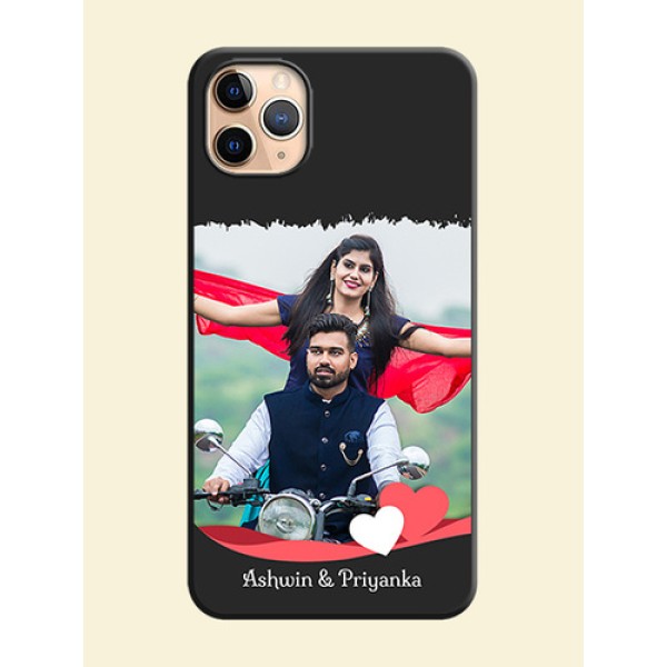 Pink Color Love Shaped Ribbon Design with Text on Space Black Custom Soft Matte Phone Back Cover - iPhone 11 Pro Max Pink Color Love Shaped Ribbon Design with Text on Space Black Custom Soft Matte Phone Back Cover - iPhone 11 Pro Max