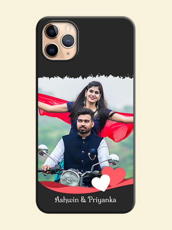 Pink Color Love Shaped Ribbon Design with Text on Space Black Custom Soft Matte Phone Back Cover - iPhone 11 Pro Max