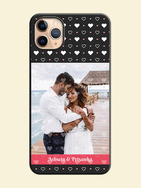 White Color Love Symbols with Text Design - Photo on Space Black Soft Matte Phone Cover - iPhone 11 Pro Max