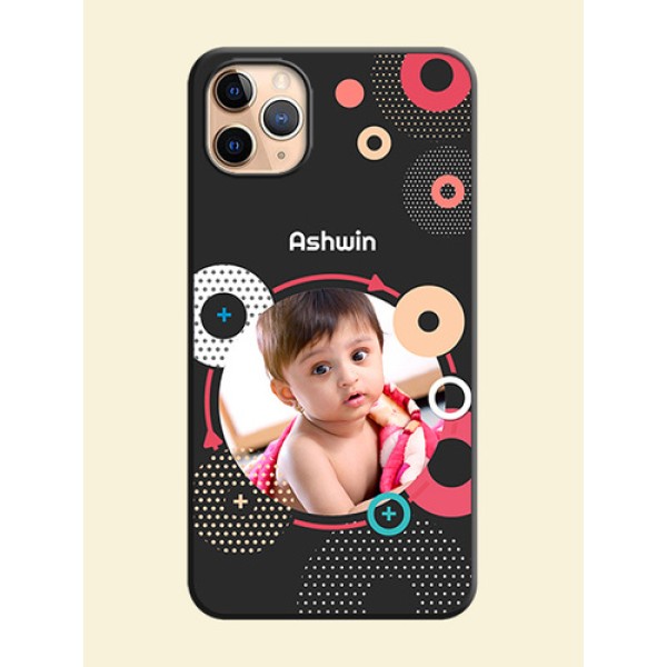 Multicoloured Round Image on Personalised Space Black Soft Matte Cases - iPhone 11 Pro Max Multicoloured Round Image on Personalised Space Black Soft Matte Cases - iPhone 11 Pro Max