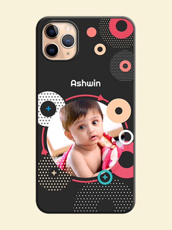 Multicoloured Round Image on Personalised Space Black Soft Matte Cases - iPhone 11 Pro Max