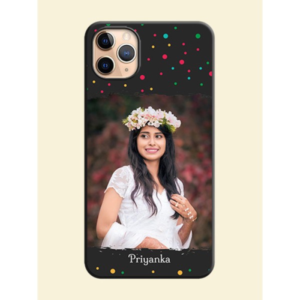 Multicolor Dotted Pattern with Text on Space Black Custom Soft Matte Phone Back Cover - iPhone 11 Pro Max Multicolor Dotted Pattern with Text on Space Black Custom Soft Matte Phone Back Cover - iPhone 11 Pro Max