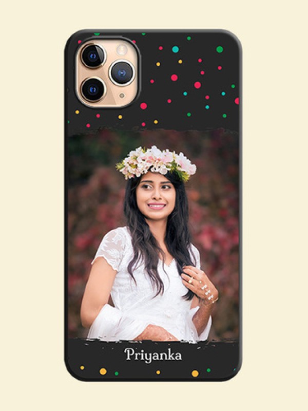 Multicolor Dotted Pattern with Text on Space Black Custom Soft Matte Phone Back Cover - iPhone 11 Pro Max