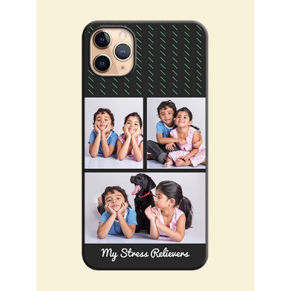 Cross Dotted Pattern with 2 Image Holder on Personalised Space Black Soft Matte Cases - iPhone 11 Pro Max Cross Dotted Pattern with 2 Image Holder on Personalised Space Black Soft Matte Cases - iPhone 11 Pro Max