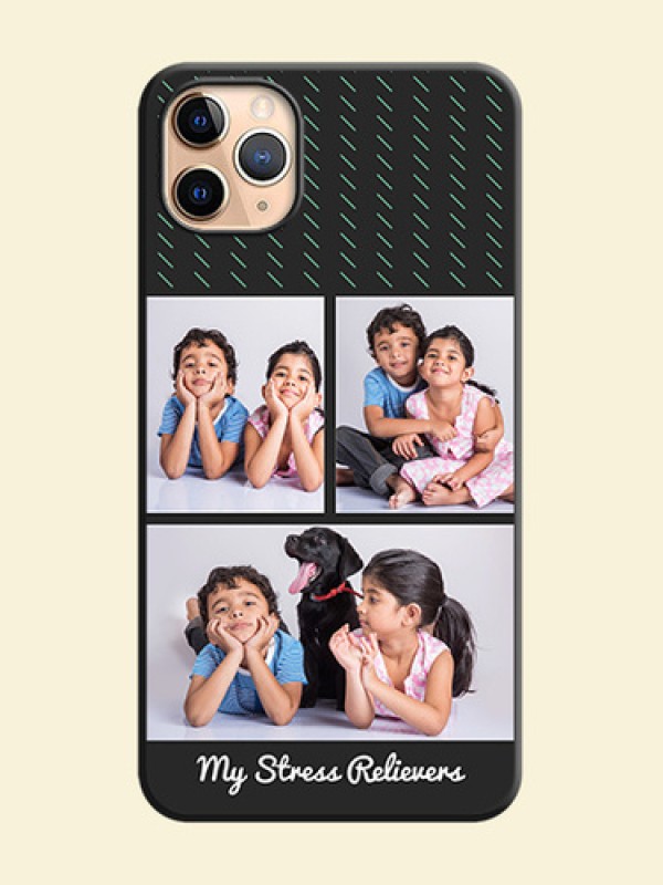 Cross Dotted Pattern with 2 Image Holder  on Personalised Space Black Soft Matte Cases - iPhone 11 Pro Max